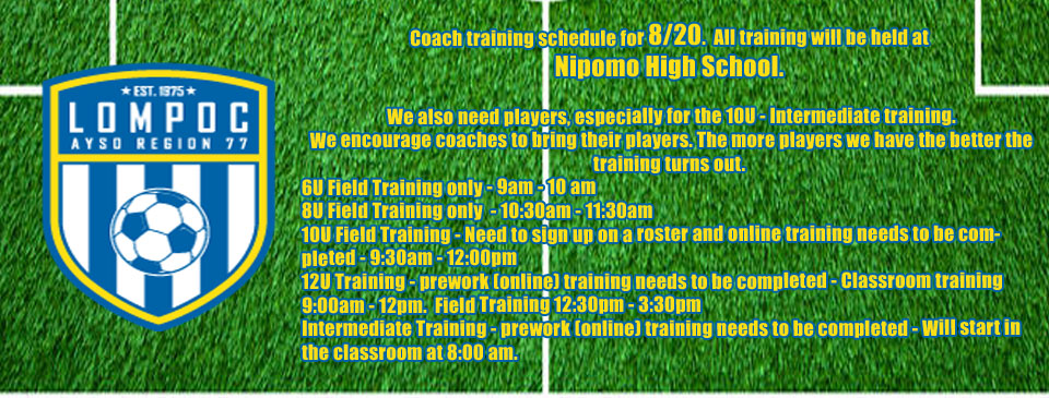 Coach Training 8/20 @ Nipomo